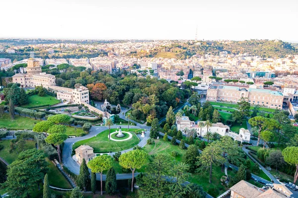 High View Rome Cityscape Green Cozy Vatican Gardens Museums Buildings — Stock Photo, Image