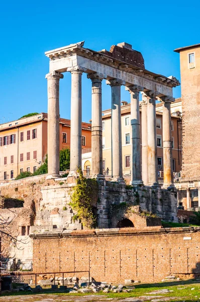Roma Italia Noviembre 2018 Templo Saturno Era Antiguo Templo Romano — Foto de Stock