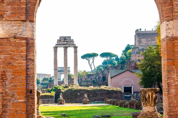 Roma Italia Noviembre 2018 Vista Sobre Templo Castor Pollux Sobre — Foto de Stock