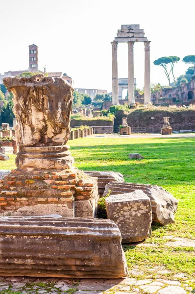 Roma Italia Noviembre 2018 Vista Sobre Templo Castor Pollux Través — Foto de Stock