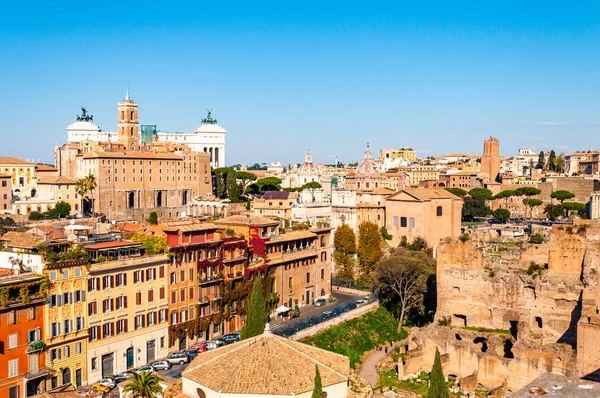 Rome Stadsgezicht Stedelijke Skyline Weergave Van Bovenaf Met Veel Van — Stockfoto