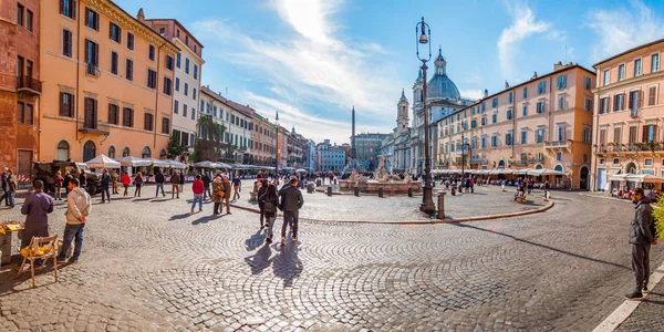 Řím Itálie Listopadu 2018 Široké Panorama Piazza Navona Náměstí Plné — Stock fotografie