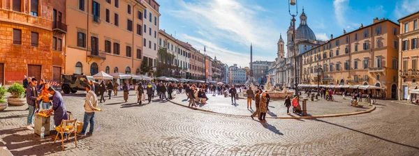 Рим Италия Ноября 2018 Года Широкая Панорама Площади Пьяцца Навона — стоковое фото