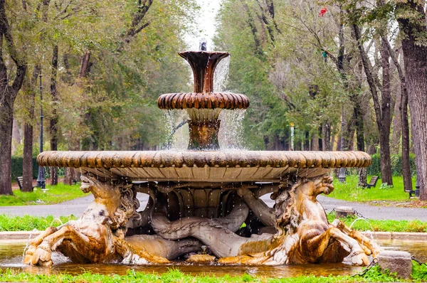 ローマ イタリア 2018 世紀フォンタナ カヴァッリ マリーニ木を介してピンチアーナ ボルゲーゼ公園のメインの入り口で歩道に囲まれた円形の広場の真ん中に立って — ストック写真