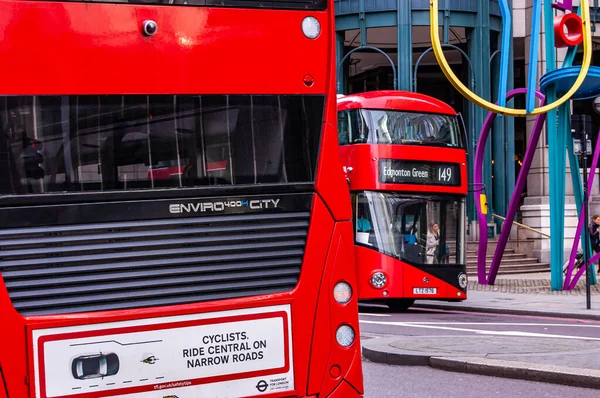 Londres Reino Unido Septiembre 2017 Autobuses Rojos Tradicionales Londres Primer — Foto de Stock