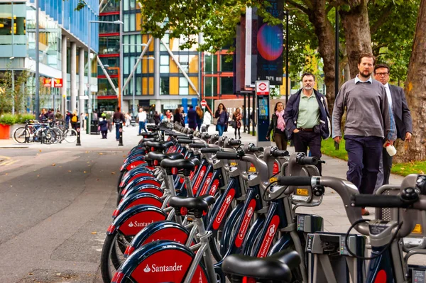 London Storbritannien September 2017 Ändlös Rad Stadscyklar Centrala London Folk Royaltyfria Stockbilder