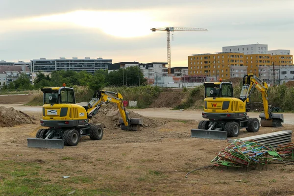 Grigny França Junho 2020 Construção Equipamento Para Terraplenagem Nova Linha — Fotografia de Stock