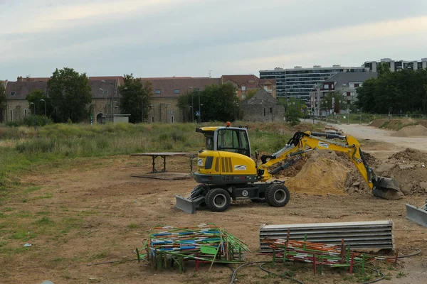 Grigny França Junho 2020 Construção Equipamento Para Terraplenagem Nova Linha — Fotografia de Stock