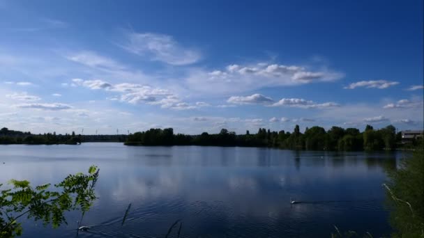 Czas Upływa Białych Chmur Cumulonimbus Scena Wiejska Słoneczny Dzień Łabędzie — Wideo stockowe