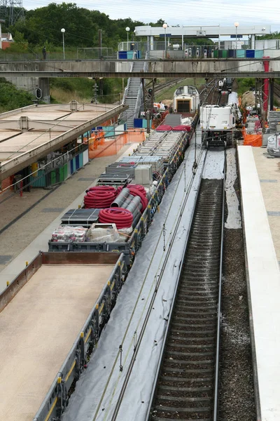 Sur Seine Frankrijk Juli 2020 Onderhoud Van Een Spoorweg Een — Stockfoto