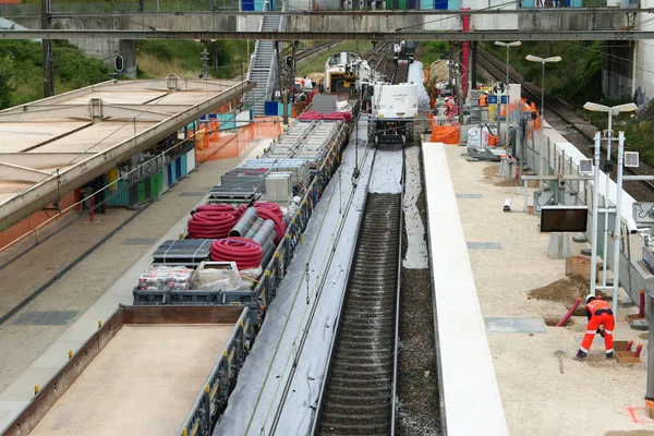 Sur Seine Frankrijk Juli 2020 Onderhoud Van Een Spoorweg Een — Stockfoto