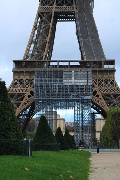 Paris France October 2020 Eiffel Tower Place Popular Tourists All — Stock Photo, Image