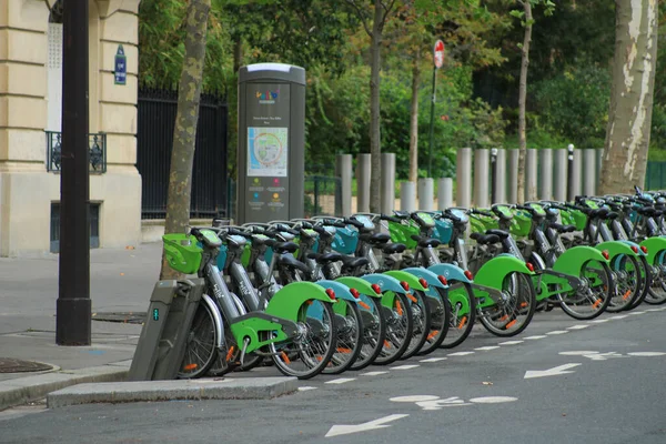 París Francia Octubre 2020 Estación Alquiler Velib Fila Bicicleta Eléctrica — Foto de Stock