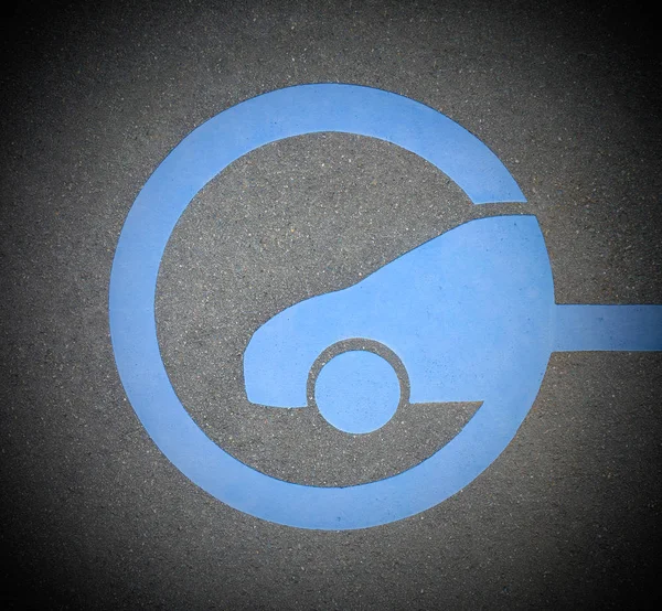 EV - electric vehicle quick charging station sign on asphalt. — Stock Photo, Image