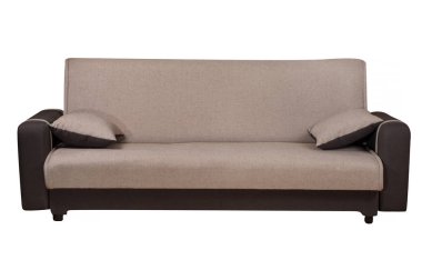 Beyaz arka plan üzerinde izole kahverengi kanepe mobilya