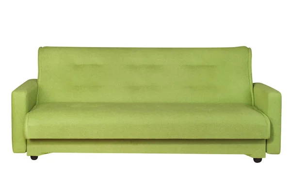Zielona kanapa meble na białym tle — Zdjęcie stockowe