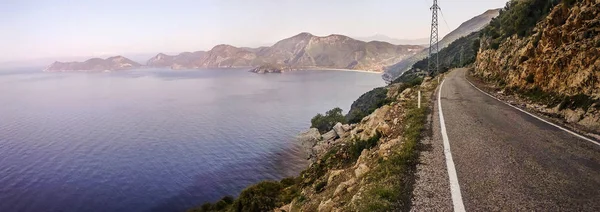 beautiful lonely cliff road to the sea, Turkey