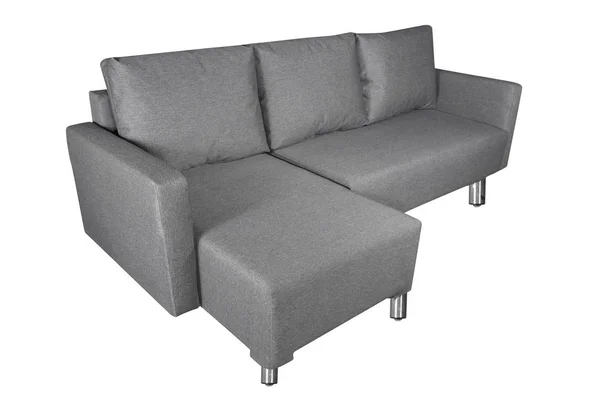 Серый диван мебель изолированы на белом фоне — стоковое фото