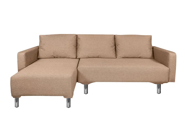 孤立在白色背景上的棕色沙发家具 — 图库照片