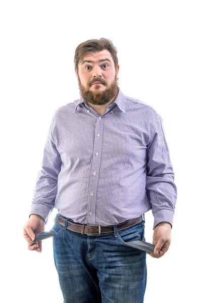 Portrait of funny big handsome bearded business man in beige sui — Stock Photo, Image