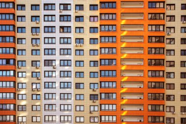 Closeup çerçeve ofis hich bina. Windows iç. Kavram fo