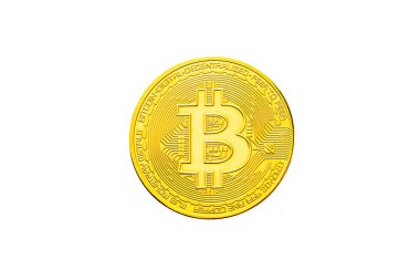 Altın bitcoin beyaz izole. Dijital para birimi. Kriptocurren