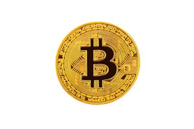 Altın bitcoin beyaz izole. Dijital para birimi. Kriptocurren