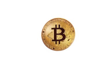 Altın bitcoin beyaz izole. Dijital para birimi. Kriptocurren