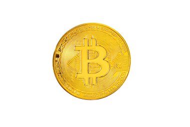 Altın bitcoin beyaz izole. Dijital para birimi. Kriptocurren