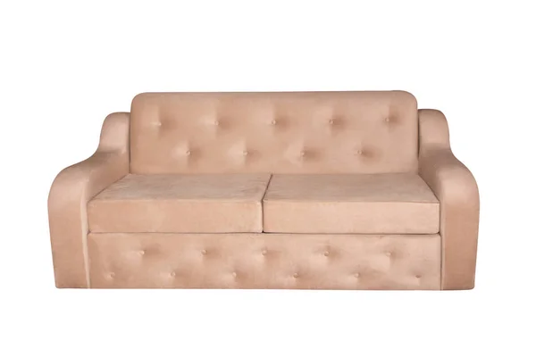 Beige moderne sofa meubels geïsoleerd op witte achtergrond — Stockfoto