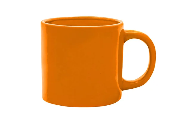 Verre orange, tasse colorée sur fond blanc, tasse à café. Isolat — Photo