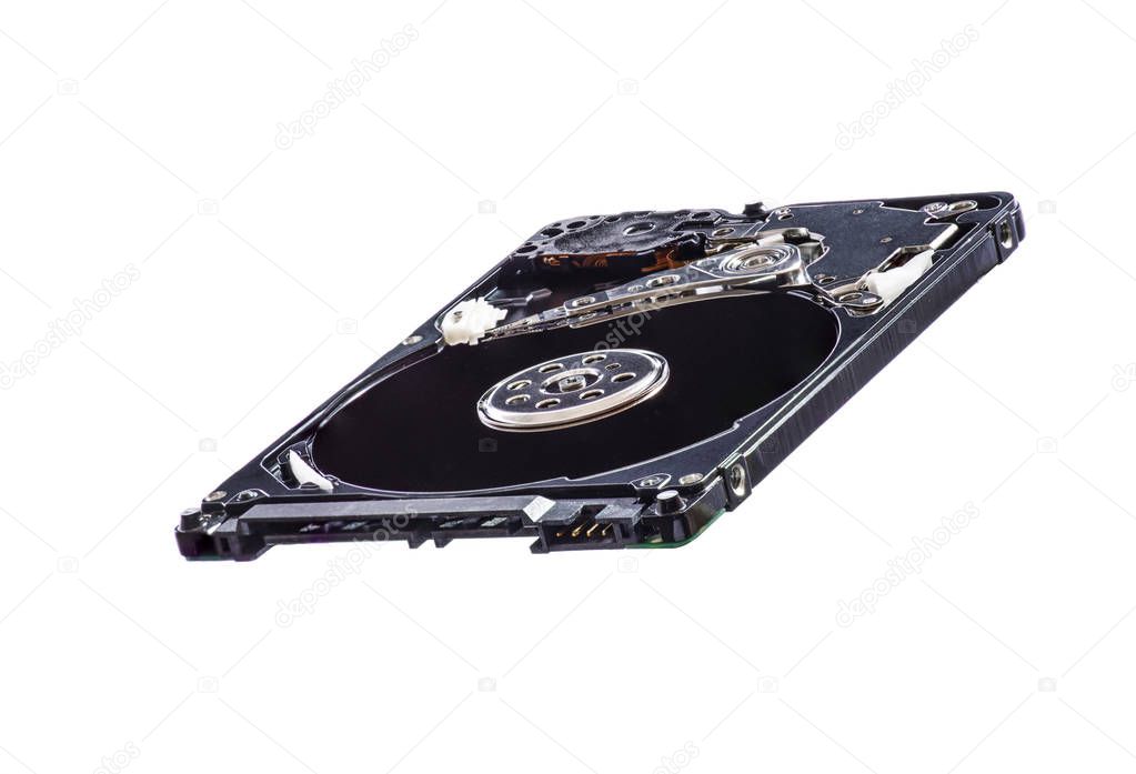 Opened disassembled hard drive from the computer, hdd with mirro