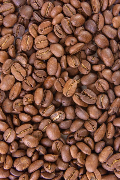 Närbild textur patern bruna kaffebönor isolerade på vitt — Stockfoto