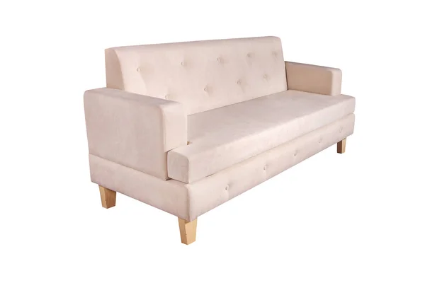 Brown mobiliário sofá vista lateral isolado no fundo branco — Fotografia de Stock