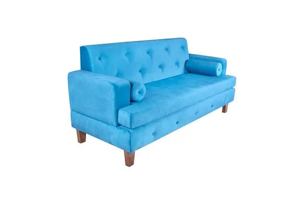 blue side view sofa furniture isolated on white background