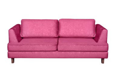 Kırmızı kanepe mobilyalarının önü. beyaz arkaplanda izole