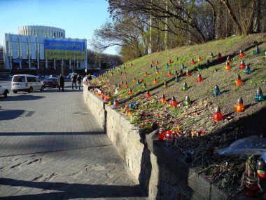 2014 yılında Ukrayna Kiev'de Maidan üzerinde sonra çatışma.