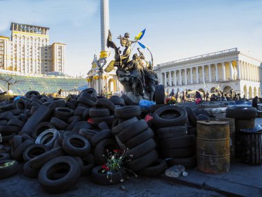 2014 yılında Ukrayna Kiev'de Maidan üzerinde sonra çatışma.