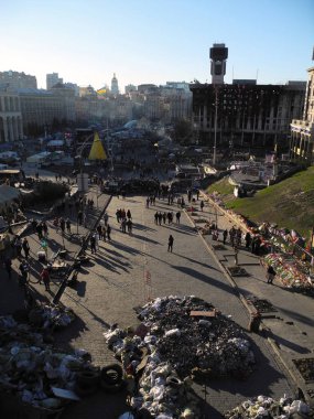 2014 yılında Ukrayna Kiev'de Maidan üzerinde sonra çatışma.