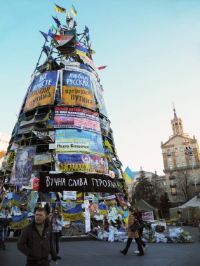 2014 yılında Ukrayna Kiev'de Maidan üzerinde sonra çatışma.