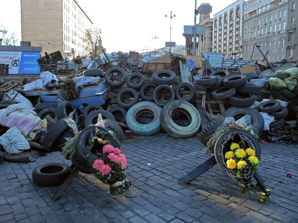 Efter Konfrontation Maidan Kiev Ukraina 2014 — Stockfoto