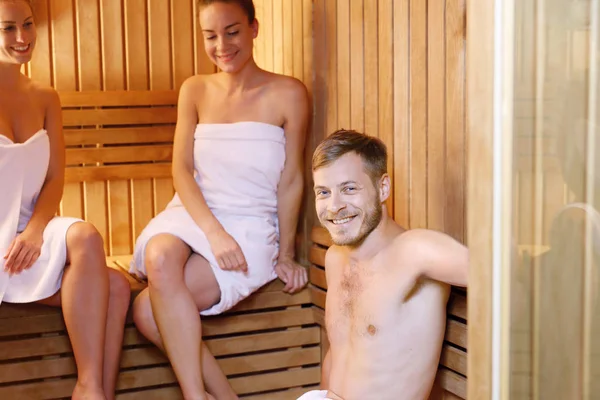 Ontspan Sauna Een Groep Van Vrienden Sauna — Stockfoto