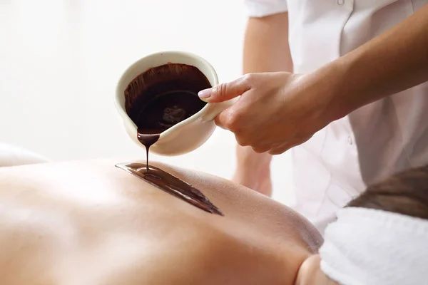 Massage Med Choklad Slappna Kroppen Spasalong — Stockfoto