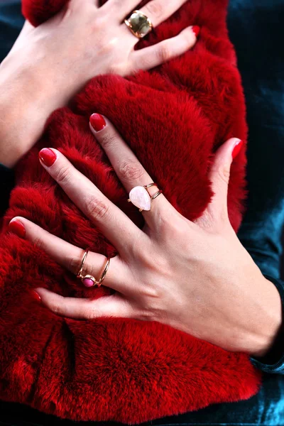 Woman Red Red Manicure — Stock Photo, Image