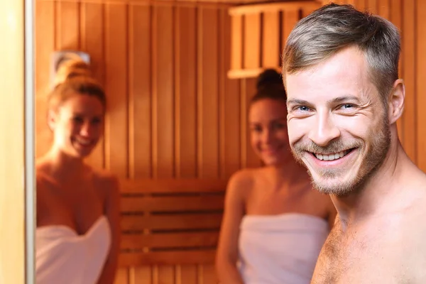 Ontspan Sauna Een Groep Van Vrienden Sauna — Stockfoto