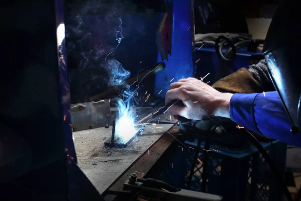 Welding Man Welding Workshop — Stock Photo, Image