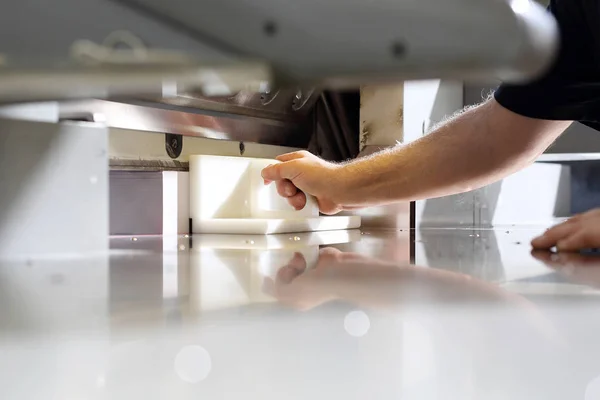 Paper Trimming Guillotine Work Printing House — Stock Photo, Image