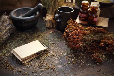 Alternative medicine, natural herbal methods of treatment clipart