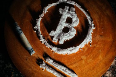 Bitcoin sembolü. Bitcoin bir ilaç olarak