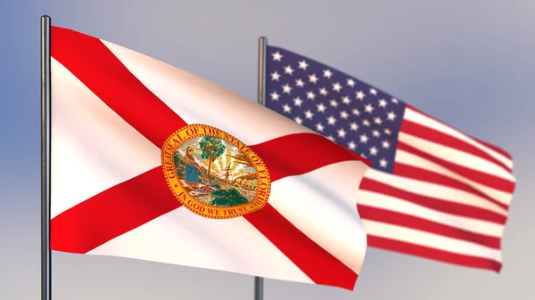 Florida 3D flag waving in wind.
